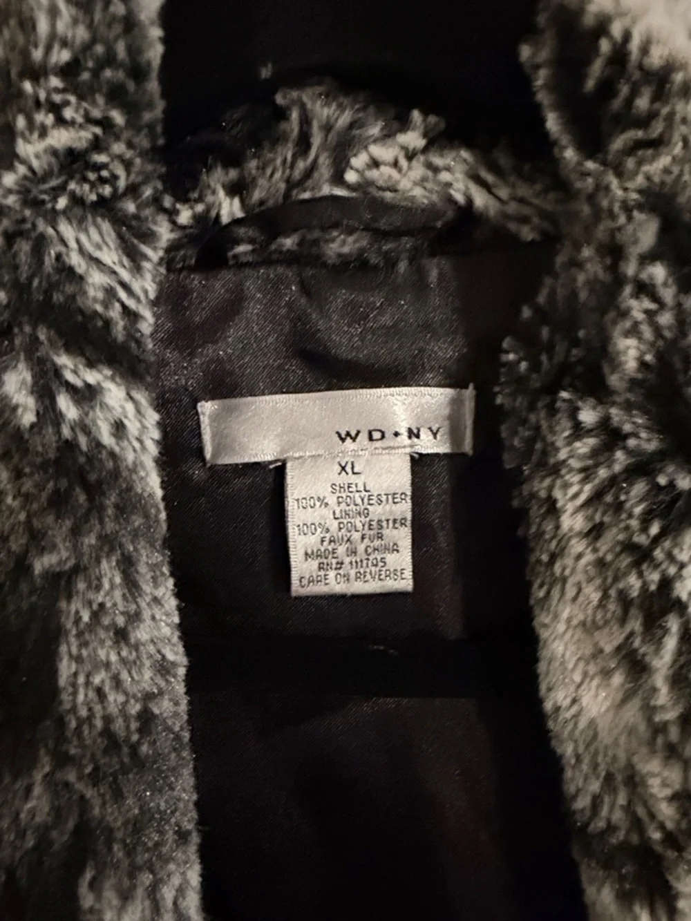 WD.NY Plush Faux Fur Vest in Black and Gray - Picture 2 of 2